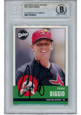 Craig Biggio Autographed 01 Upper Deck Vintage #167 Trading Card Beckett 52707