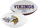 Vikings Adrian Peterson Signed Wilson White Panel Logo Football BAS Witnessed