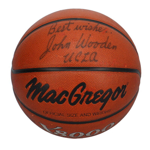 John Wooden Autographed "Best Wishes UCLA" Basketball PSA/DNA