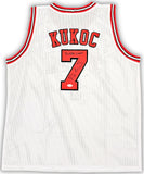 CHICAGO BULLS TONI KUKOC AUTOGRAPHED WHITE JERSEY "3X NBA CHAMP" JSA 215749