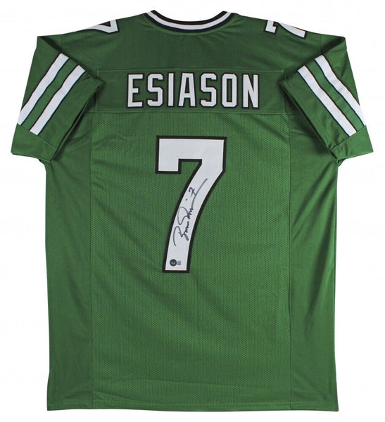 Boomer Esiason Signed New York Jets Green Jersey (Beckett)4xPro Bowl Quarterback