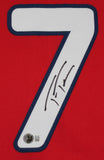 Trea Turner Authentic Signed Red Pro Style Jersey Autographed BAS Witnessed