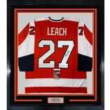 Framed Signed Reggie Leach 35x39 Philadelphia Orange Jersey JSA COA