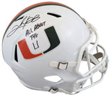 Miami Clinton Portis "All About the U" Signed Full Size Speed Rep Helmet BAS Wit