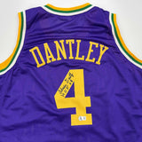 Autographed/Signed Adrian Dantley HOF 2008 Utah Purple Jersey Beckett COA