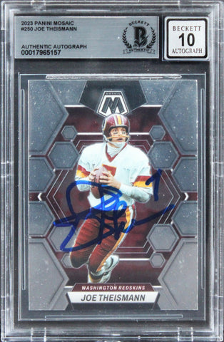 Commanders Joe Theismann Signed 2023 Panini Mosaic #250 Card Auto 10! BAS Slab