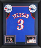 Allen Iverson Authentic Signed Blue Pro Style Framed Jersey Autographed BAS
