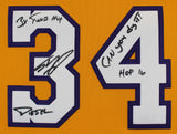 Shaquille O'Neal "4x Insc" Signed Yellow M&N HWC Authentic Framed Jersey BAS Wit