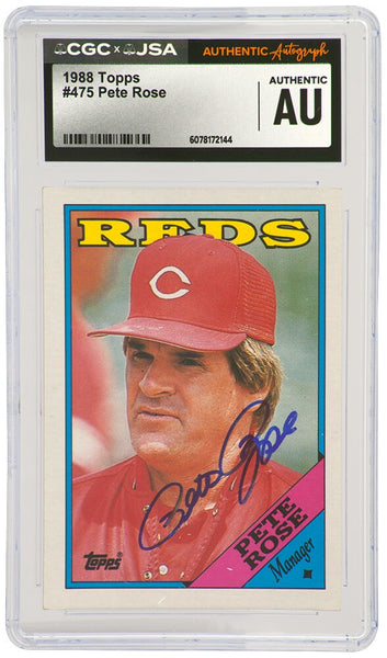 Pete Rose Signed Reds 1988 Topps Manager Card #475 - (CGC x JSA Encapsulated)