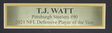 T.J. Watt Autographed White Football Jersey Steelers Framed Beckett 186187