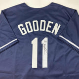 Autographed/Signed Dwight Doc Gooden New York Blue Jersey Beckett BAS COA