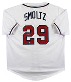 John Smoltz Authentic Signed White Pro Style Jersey w/ Silver Sig BAS Witnessed