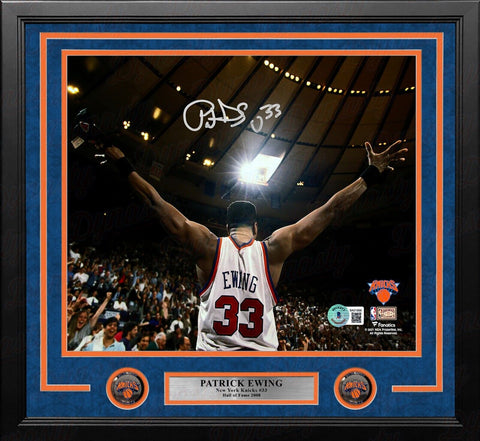 Patrick Ewing Celebration NY Knicks Autographed 16x20 Framed Photo Beckett COA