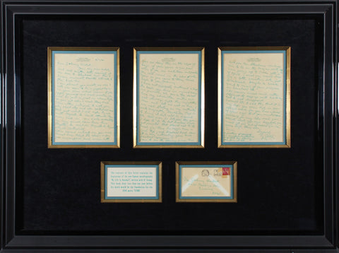 Tigers Ty Cobb Authentic Signed & Framed 3 Page 1960 Letter JSA #YY73275