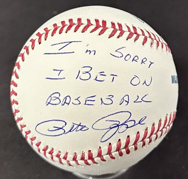 Pete Rose Signed MLB Baseball I'm Sorry I Bet ON Baseball Mint Auto Fanatics Coa