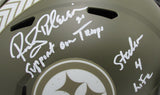 Rocky Bleier Signed Full Size Salute To Service Rep Helmet Steelers Beckett 6733