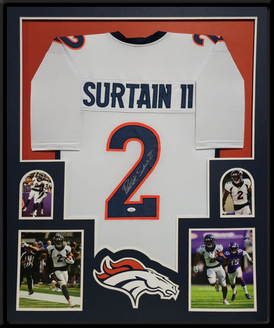 FRAMED DENVER BRONCOS PAT SURTAIN II AUTOGRAPHED SIGNED JERSEY JSA COA