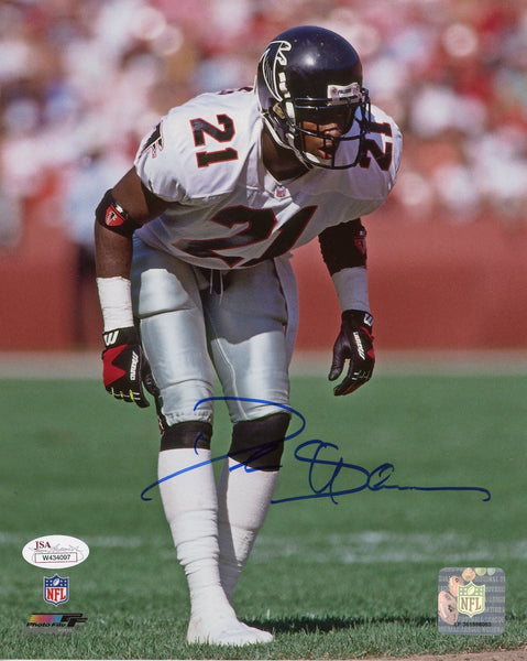 DEION SANDERS AUTOGRAPHED ATLANTA FALCONS 8x10 PHOTO JSA