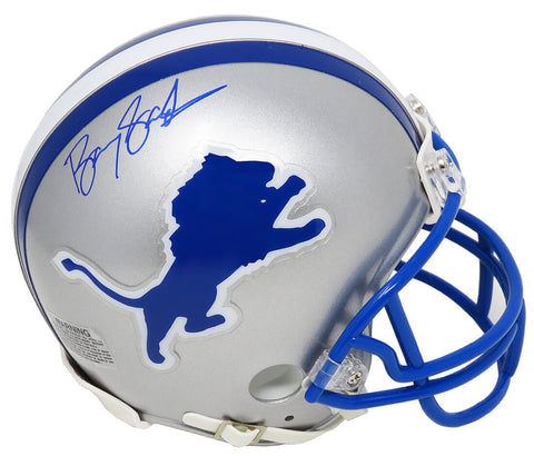 BARRY SANDERS Signed Lions Riddell Throwback Mini Helmet - SCHWARTZ
