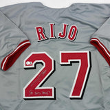 Autographed/Signed Jose Rijo 90 WS MVP Cincinnati Grey Jersey Beckett COA