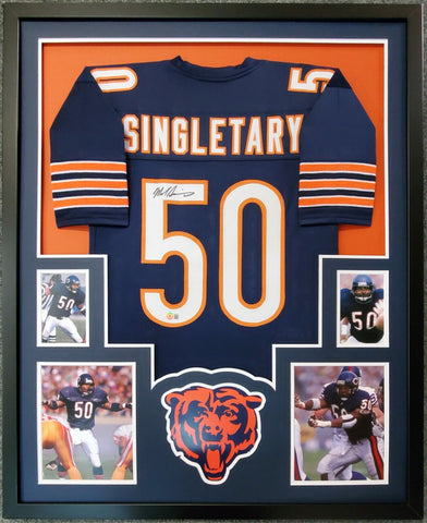FRAMED MIKE SINGLETARY AUTOGRAPHED SIGNED CHICAGO BEARS JERSEY BAS HOLO
