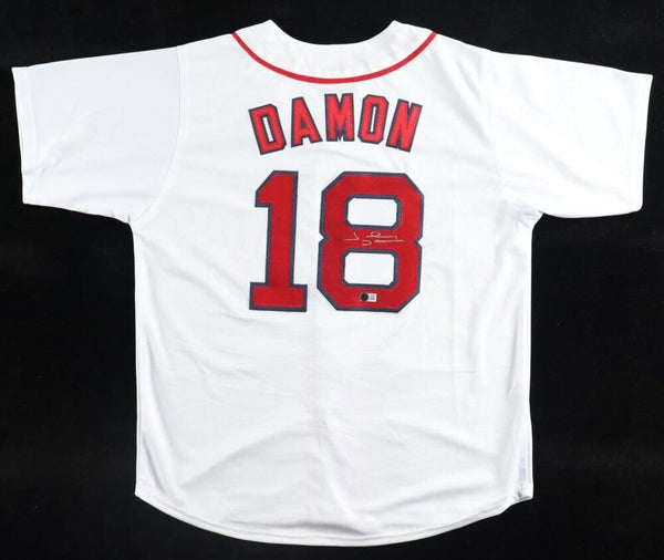 Johnny Damon Signed Boston Red Sox Home Jersey (Beckett) 2xSeries Champ 04 & 09