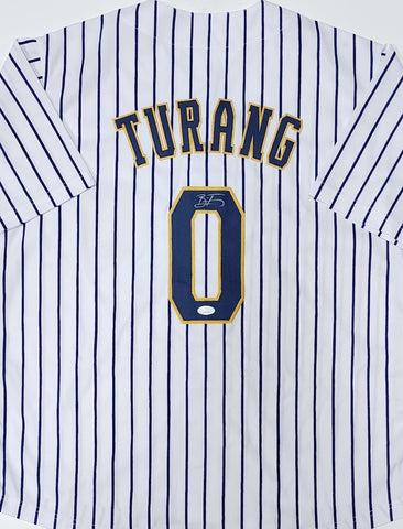 Brewers BRICE TURANG Signed Custom Replica Pinstripe Debut #0 Jersey AUTO - JSA