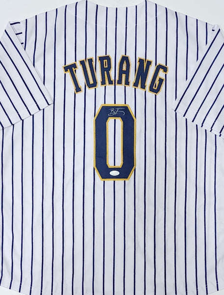 Brewers BRICE TURANG Signed Custom Replica Pinstripe Debut #0 Jersey AUTO - JSA