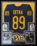 FRAMED PITT PANTHERS MIKE DITKA AUTOGRAPHED SIGNED JERSEY JSA COA