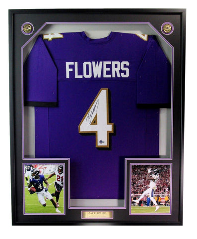 Zay Flowers Autographed Purple Football Jersey Ravens Framed Beckett 186184