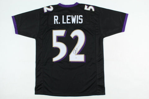 Ray Lewis Signed Baltimore Ravens Black Jersey (Beckett COA) 13xPro Bowl L.B.