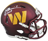 Commanders Joe Theismann "83 NFL MVP" Signed Speed Mini Helmet BAS Witnessed