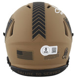 Raiders Howie Long Signed Salute To Service II Speed Mini Helmet w/ Case BAS Wit