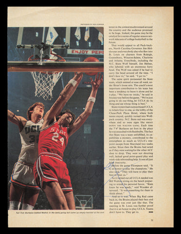 Tom Burleson Autographed Signed 8x11 Magazine Photo NC State SKU #238091