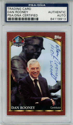 Dan Rooney Autographed/Signed 2000 Topps Trading Card PSA Slab 43736