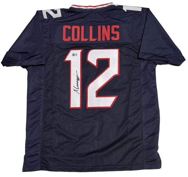 Nico Collins of the Houston Texans Autographed Navy Blue Custom Jersey Beckett