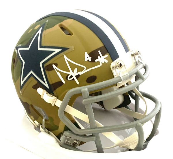 DAK PRESCOTT SIGNED DALLAS COWBOYS CAMO SPEED MINI HELMET BECKETT COA
