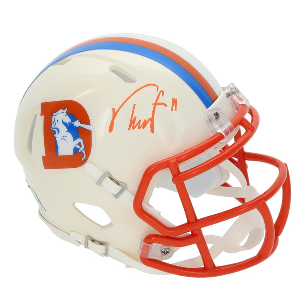 Troy Franklin Autographed Denver Broncos RETRO Speed Mini Helmet Beckett Witness