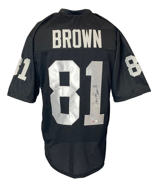 Tim Brown Oakland Signed Black Football Jersey BAS