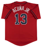 Ronald Acuna Jr. Authentic Signed Red Pro Style Jersey Autographed BAS Witnessed
