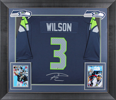 Seahawks Russell Wilson Authentic Signed Navy Blue Nike Framed Jersey Fanatics