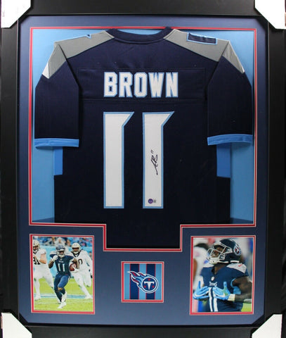 AJ A.J. BROWN (Titans dark blue TOWER) Signed Autographed Framed Jersey Beckett