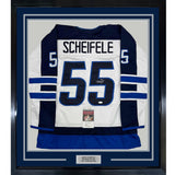 Framed Signed Mark Scheifele 35x39 Winnipeg White Jersey JSA COA