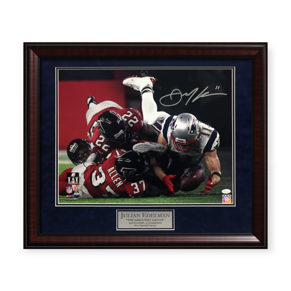 Julian Edelman Signed Autographed 16x20 Photograph Framed To 23x27 JSA