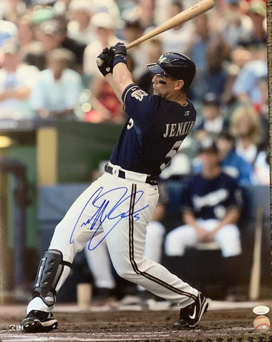 Milw Brewers Outfielder GEOFF JENKINS Signed 16X20 Action Photo #6 AUTO - JSA
