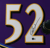 Ray Lewis Signed Baltimore Raven 35x43 Framed Jersey (Beckett COA) U of Miami LB