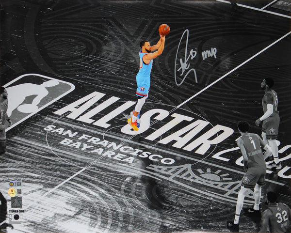 Warriors Stephen Curry "MVP" Signed 16x20 2025 ASG Spotlight Photo BAS Witnessed