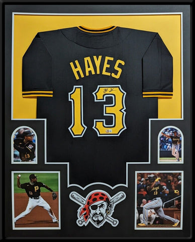 FRAMED PITTSBURGH PIRATES KE'BRYAN HAYES AUTOGRAPHED SIGNED JERSEY BECKETT HOLO