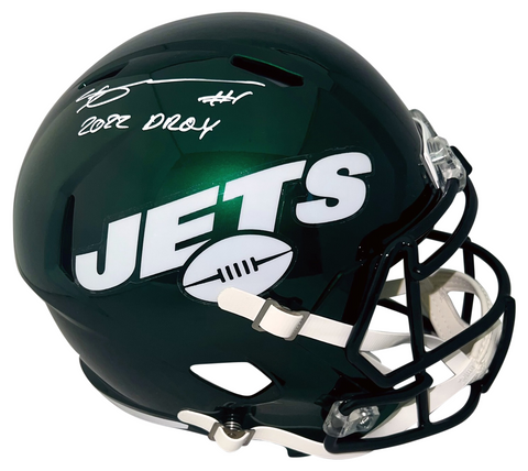 AHMAD SAUCE GARDNER SIGNED NEW YORK JETS FULL SIZE SPEED HELMET W/ 2022 DROY