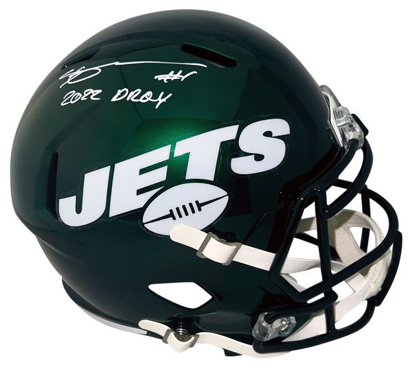 AHMAD SAUCE GARDNER SIGNED NEW YORK JETS FULL SIZE SPEED HELMET W/ 2022 DROY